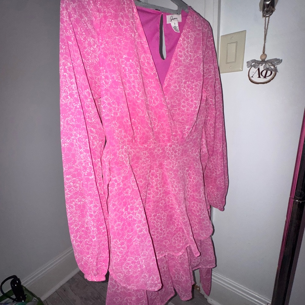 Pink Floral Long Sleeve Dress